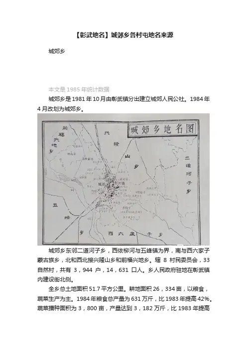 【彰武地名】城郊乡各村屯地名来源