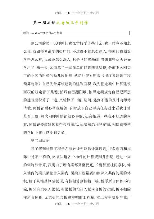 预算员实习周记15篇