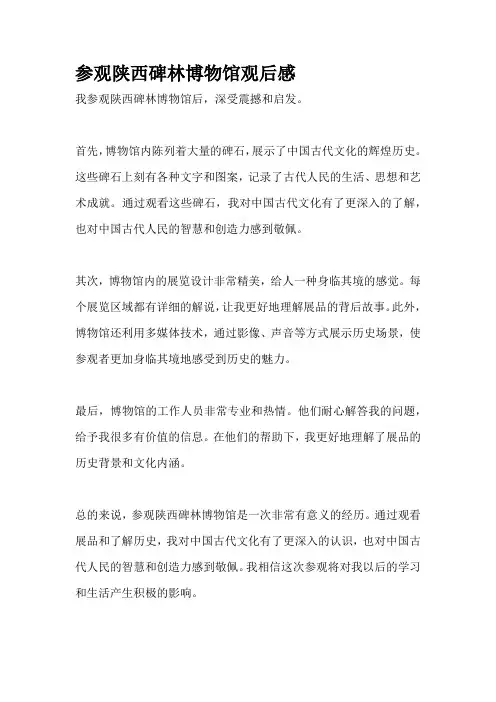 参观陕西碑林博物馆观后感