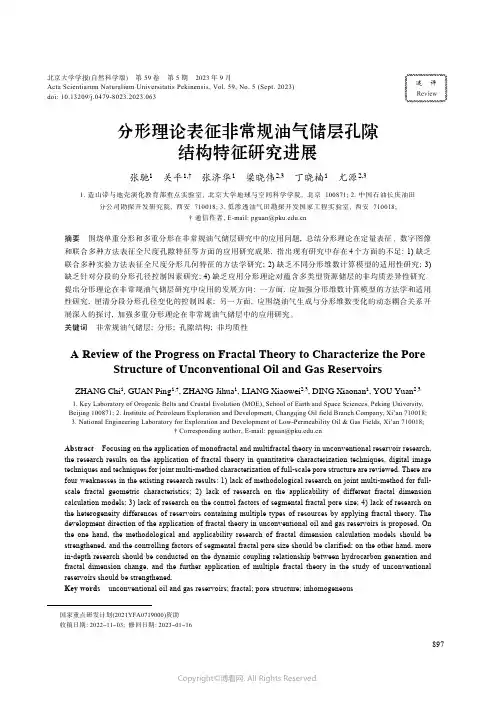 分形理论表征非常规油气储层孔隙结构特征研究进展