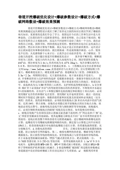 巷道开挖爆破优化设计爆破参数设计爆破方式爆破网络敷设(精)