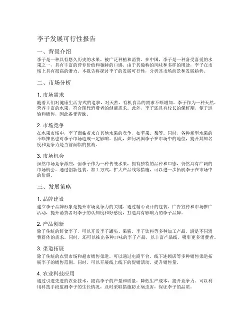 李子发展可行性报告