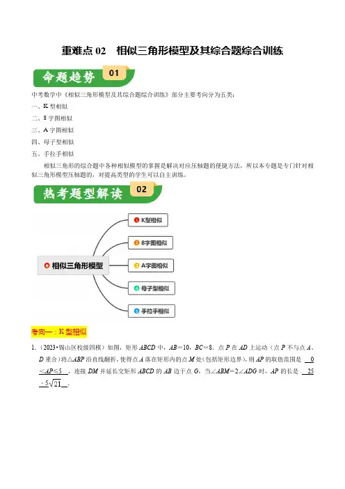 2024中考备考重难点重难点 相似三角形模型及其综合题综合训练(11大题型+满分技巧+限时分层检测)