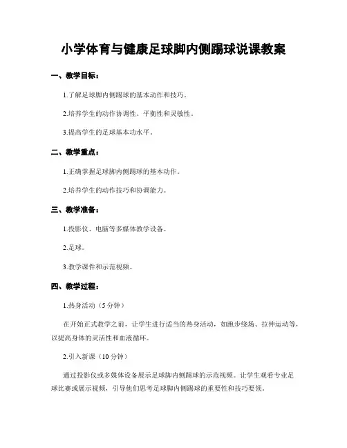 小学体育与健康足球脚内侧踢球说课教案