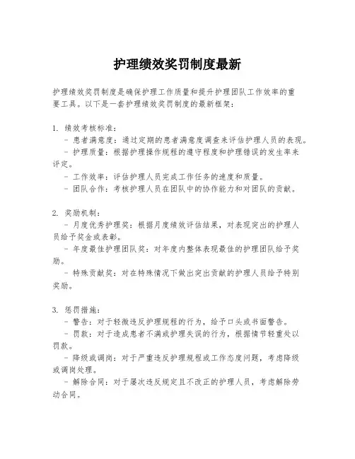 护理绩效奖罚制度最新