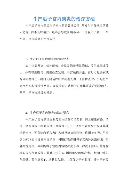 牛产后子宫内膜炎的治疗方法