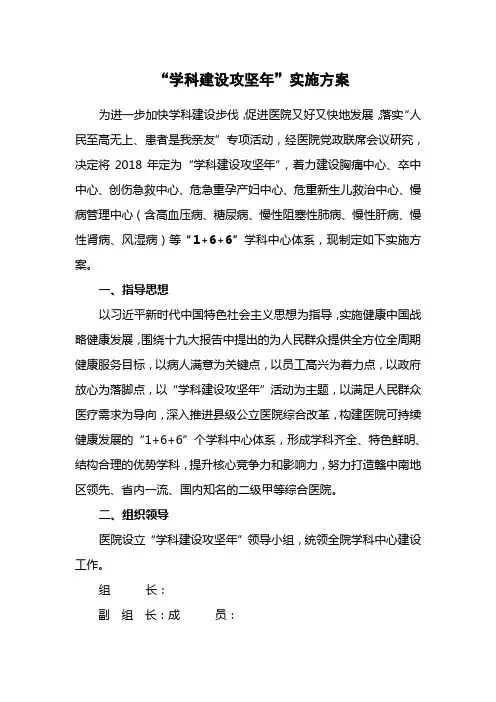 学科建设年实施方案
