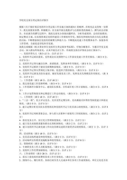 党支部分类定级自评报告学校
