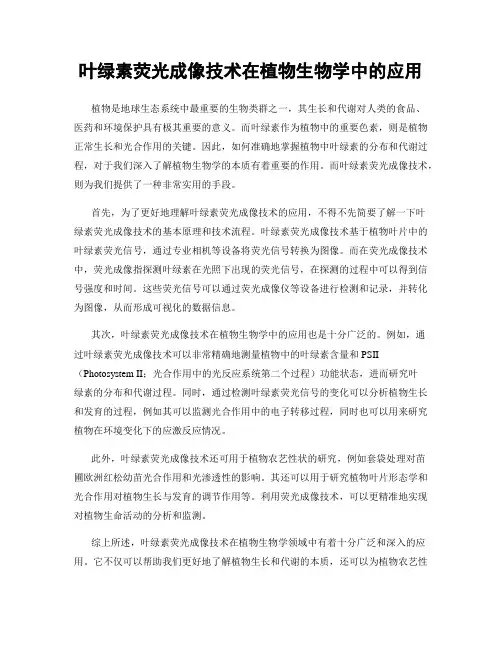 叶绿素荧光成像技术在植物生物学中的应用