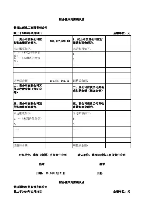 1.财务往来对账确认函