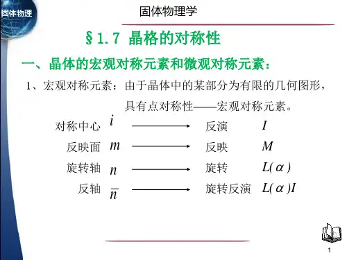 固体物理学§1.7 晶格的对称性