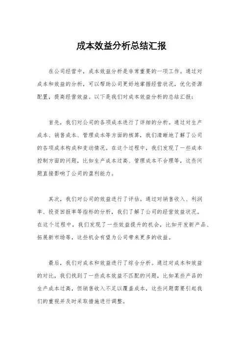 成本效益分析总结汇报