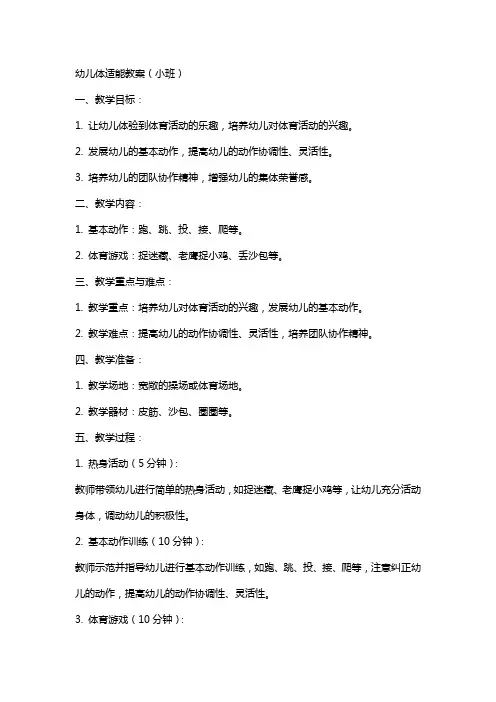 幼儿体适能教案小班