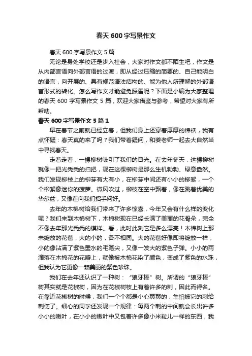 春天600字写景作文5篇
