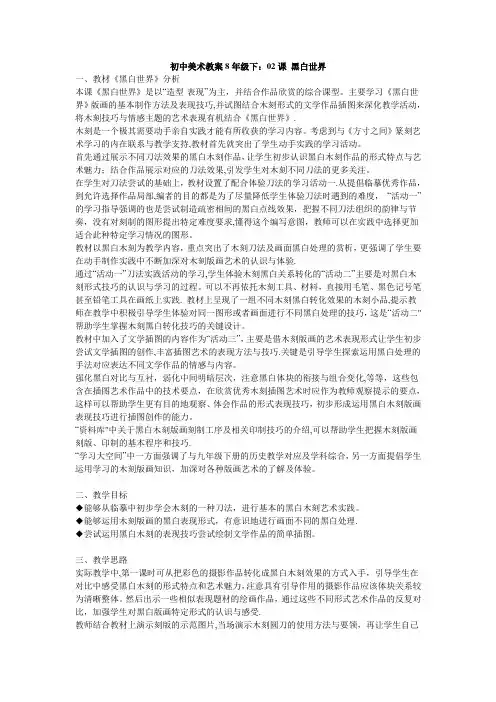 初中美术教案8年级下02课黑白世界