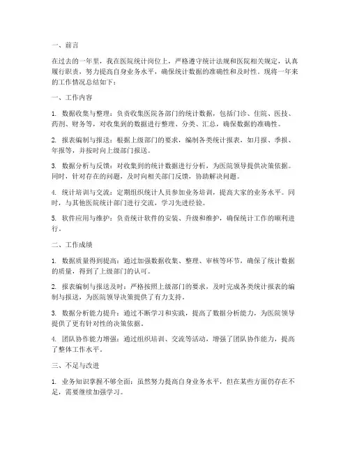 医院个人统计工作总结