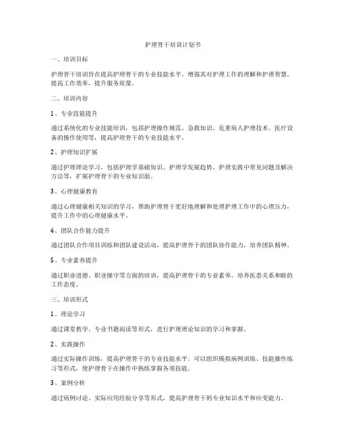 护理骨干培训计划书