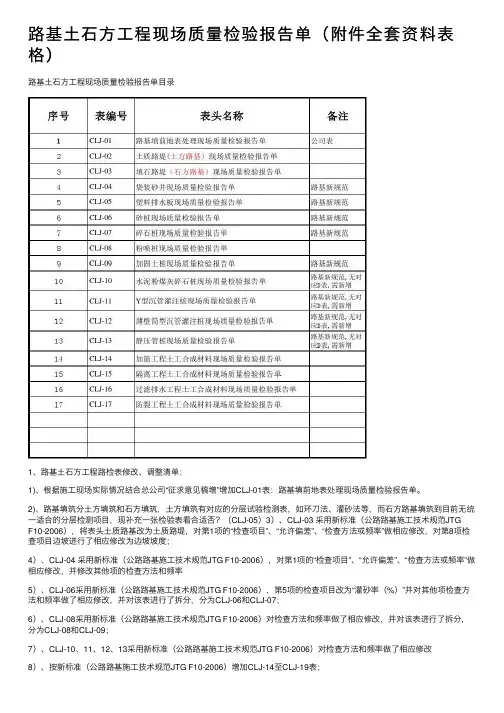 路基土石方工程现场质量检验报告单（附件全套资料表格）