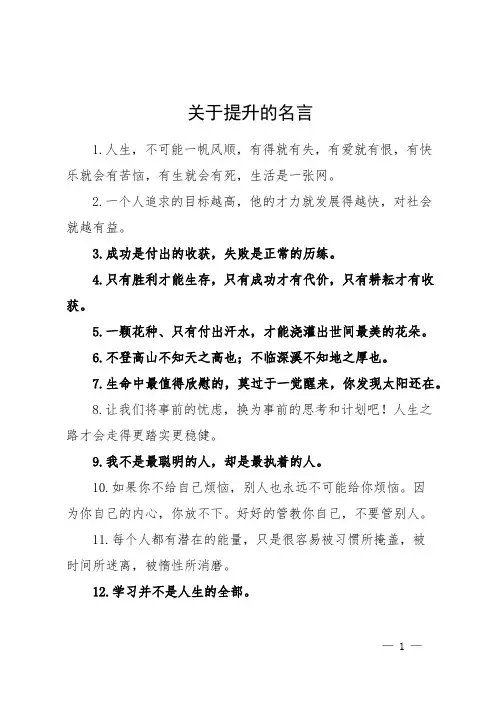 关于提升的名言