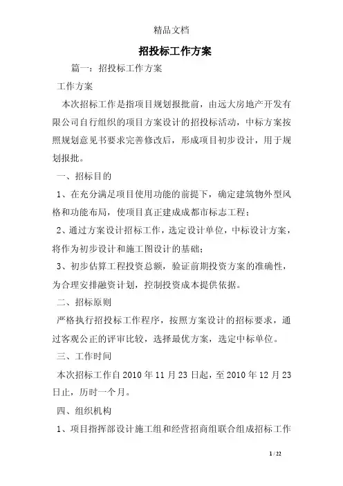 招投标工作方案