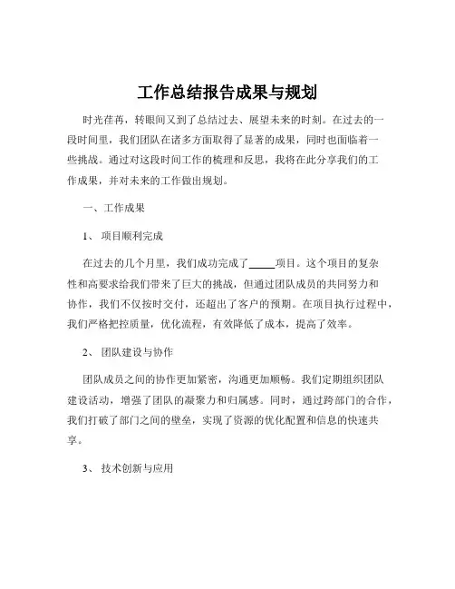 工作总结报告成果与规划