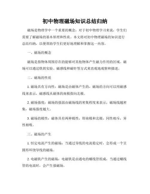 初中物理磁场知识总结归纳