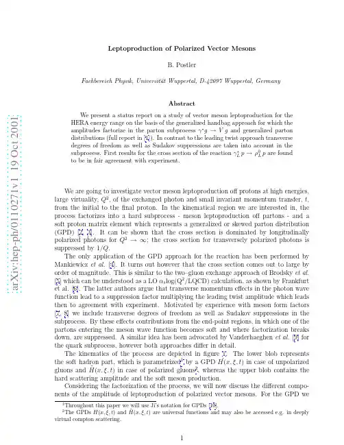 Leptoproduction of Polarized Vector Mesons