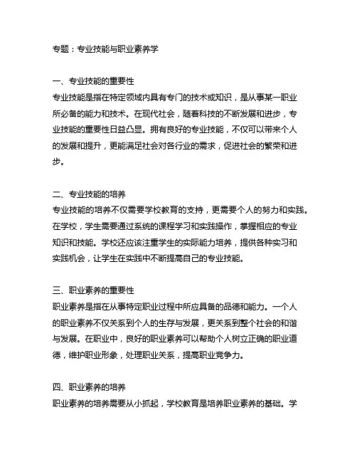 专业技能与职业素养学专题报告300字