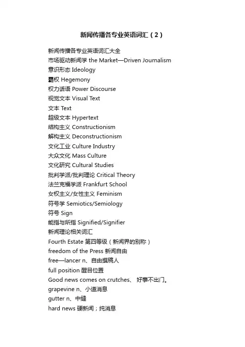 新闻传播各专业英语词汇（2）