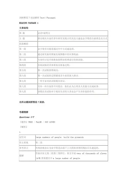 剑桥雅思7真题和解析Test1阅读