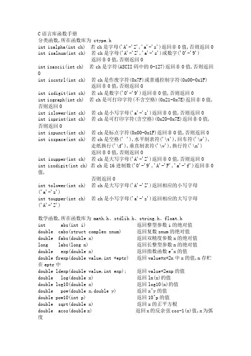 C语言库函数手册