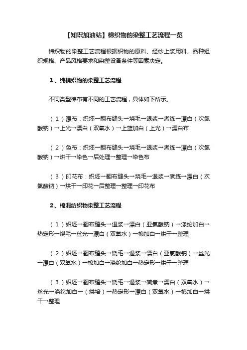 【知识加油站】棉织物的染整工艺流程一览