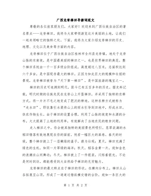 广西龙脊梯田导游词范文