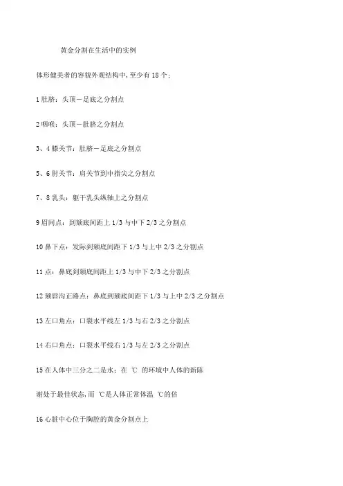 黄金分割点在生活中的实例