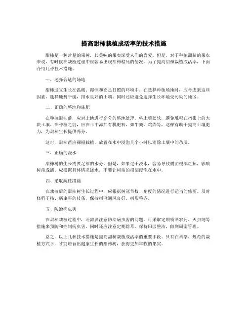 提高甜柿栽植成活率的技术措施