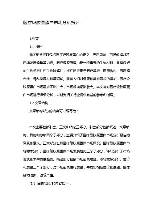 医疗级胶原蛋白市场分析报告