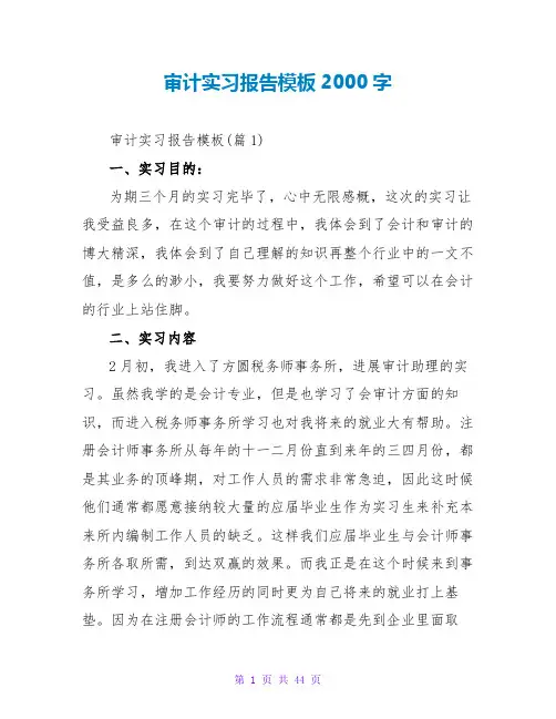 审计实习报告模板2000字