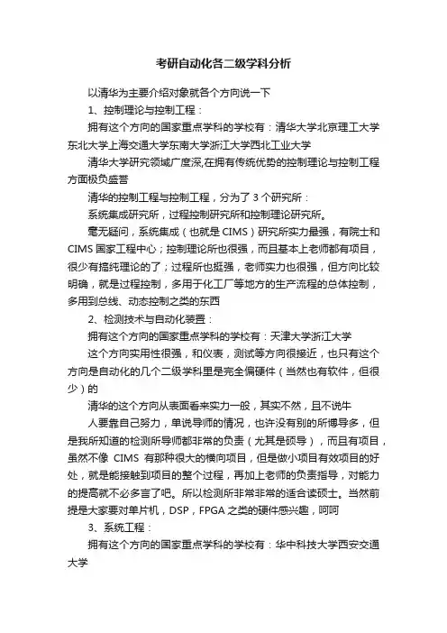 考研自动化各二级学科分析