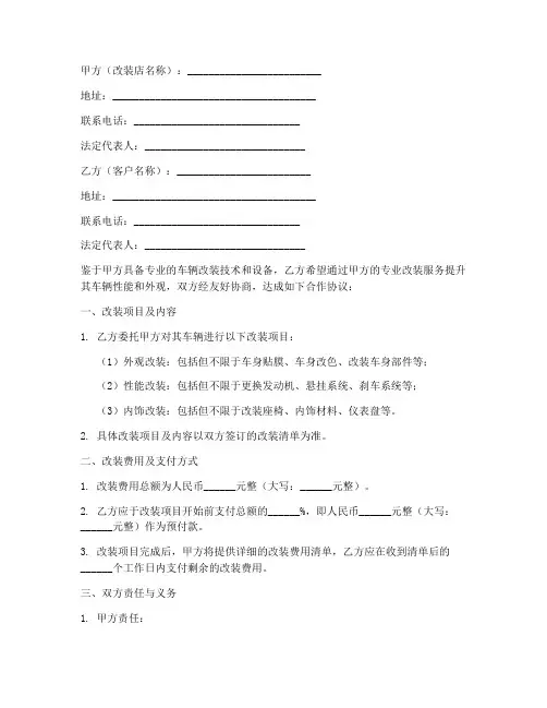 车辆改装店合作协议书模板