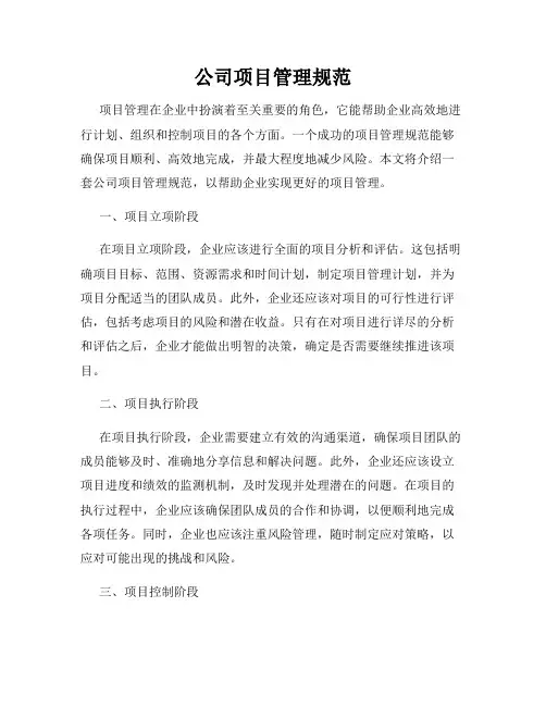 公司项目管理规范