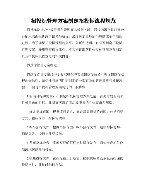 招投标管理方案制定招投标流程规范