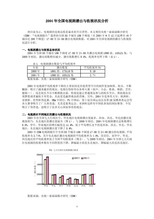 2004 年全国电视剧播出与收视状况分析
