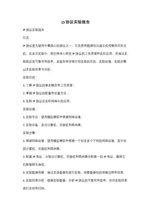 ip协议实验报告