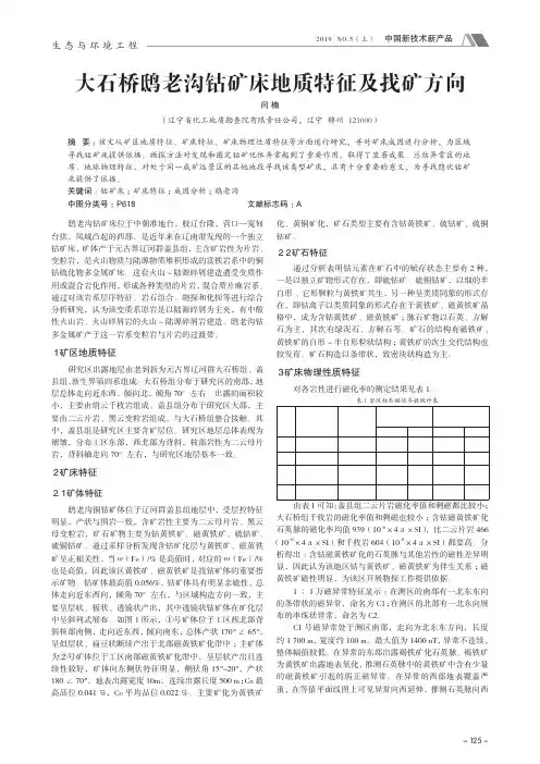 大石桥鸱老沟钴矿床地质特征及找矿方向