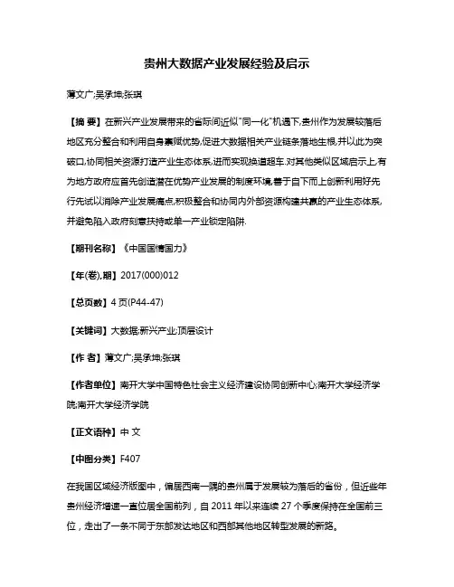 贵州大数据产业发展经验及启示