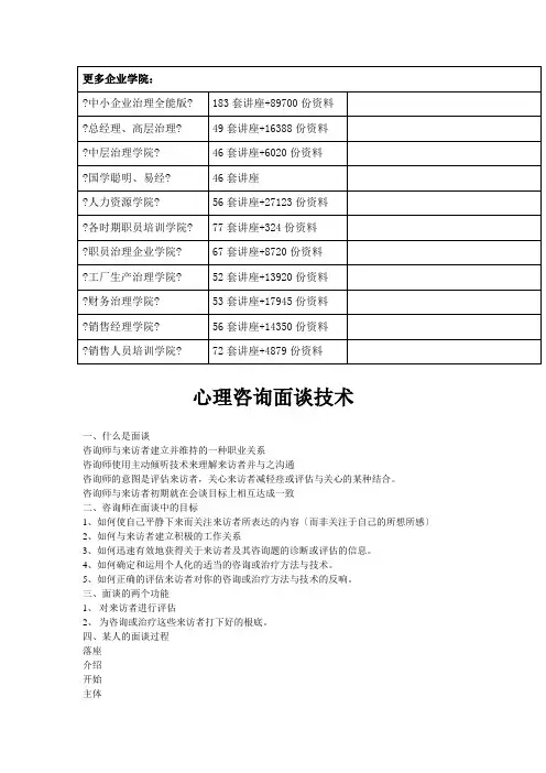 浅议心理咨询面谈技术
