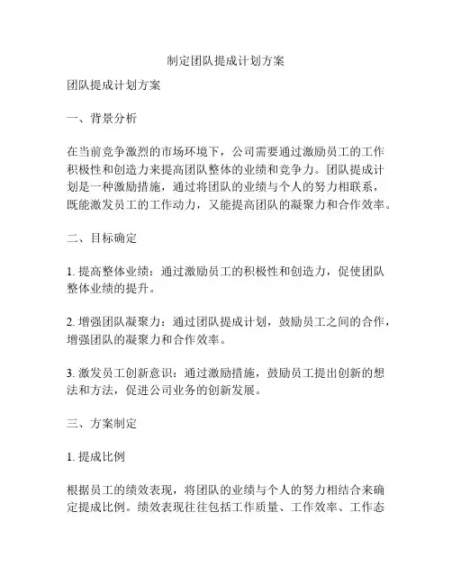 制定团队提成计划方案