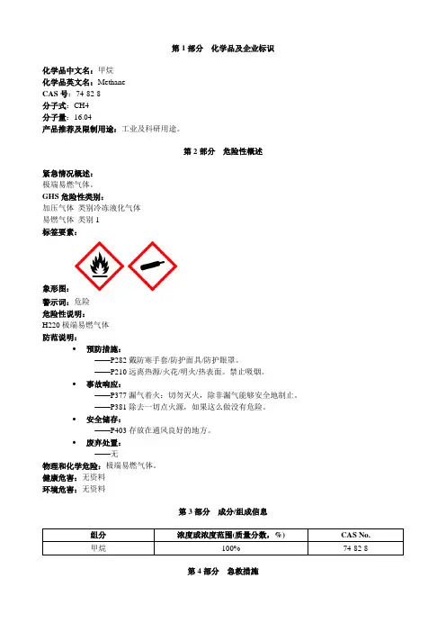 甲烷-安全技术说明书MSDS