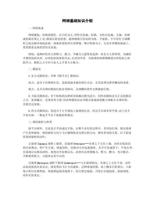 网球基础知识介绍
