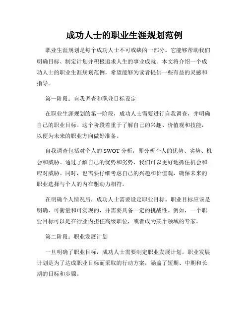 成功人士的职业生涯规划范例